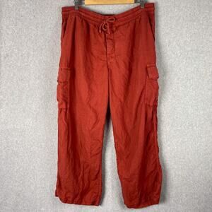 Vilebrequin Pants Mens XXL Burnt Red 100% Linen Cargo Button Fly 2XL